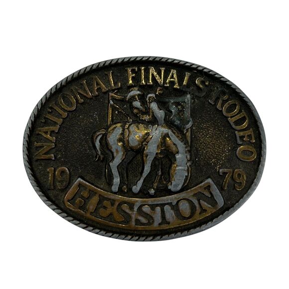 Vintage 1979 National Finals Rodeo NFR Hesston Belt Buckle Limited Edition - Picture 1 of 2